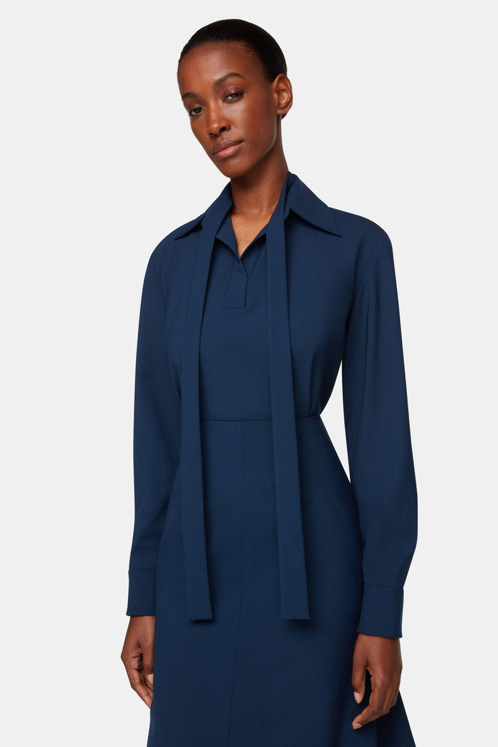 Emilia Wickstead Izod Top In Navy Summer Wool