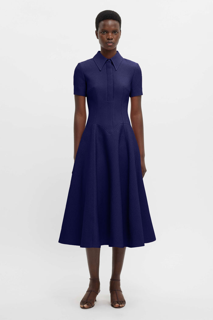 Emilia Wickstead Jody Dress In Navy Summer Wool