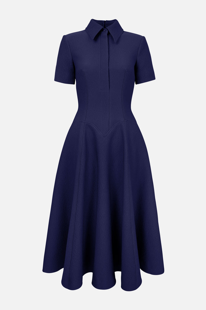emilia wickstead Jody Dress In Navy Summer Wool
