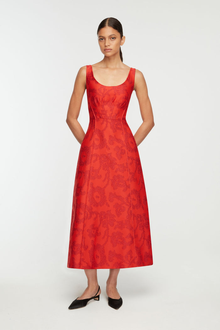 Emilia Wickstead Labrina Dress In Red Boucle