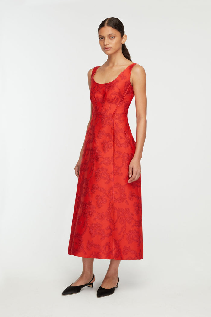 Emilia Wickstead Labrina Dress In Red Boucle