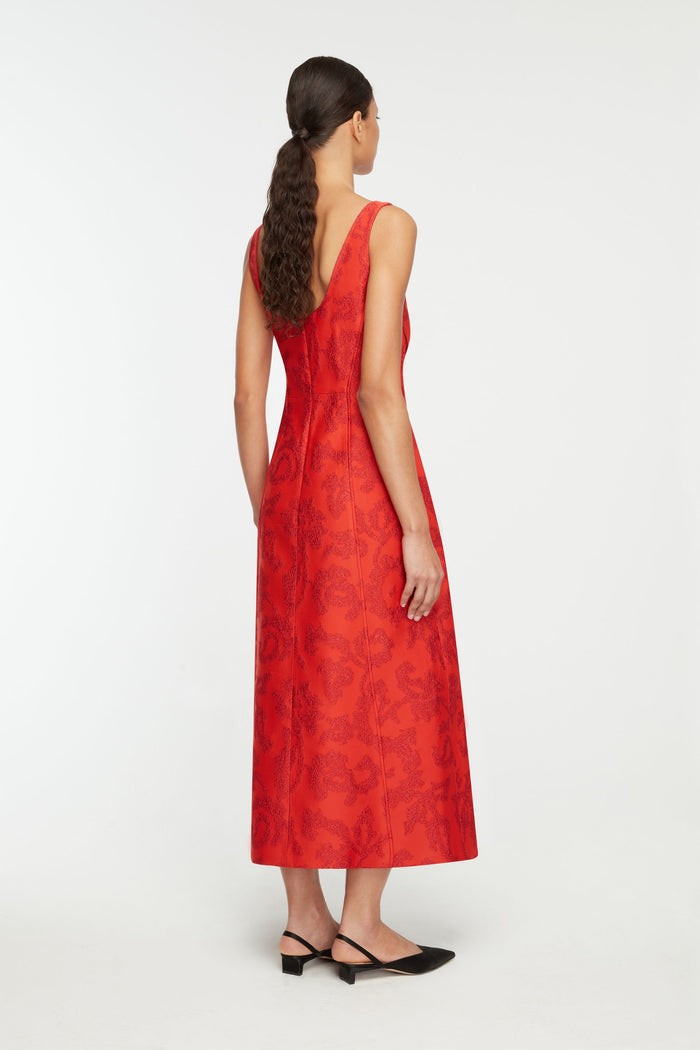 Emilia Wickstead Labrina Dress In Red Boucle