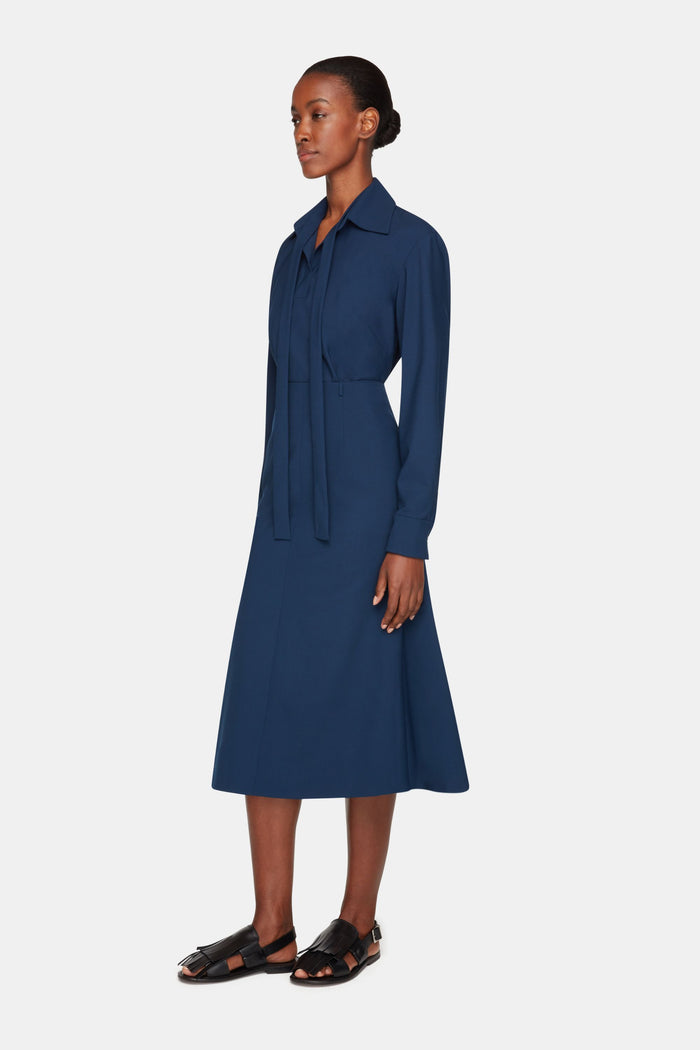 Emilia Wickstead Queenie Skirt In Navy Summer Wool