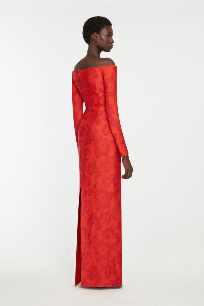 Emilia Wickstead Zarith Dress In Red Boucle Floral