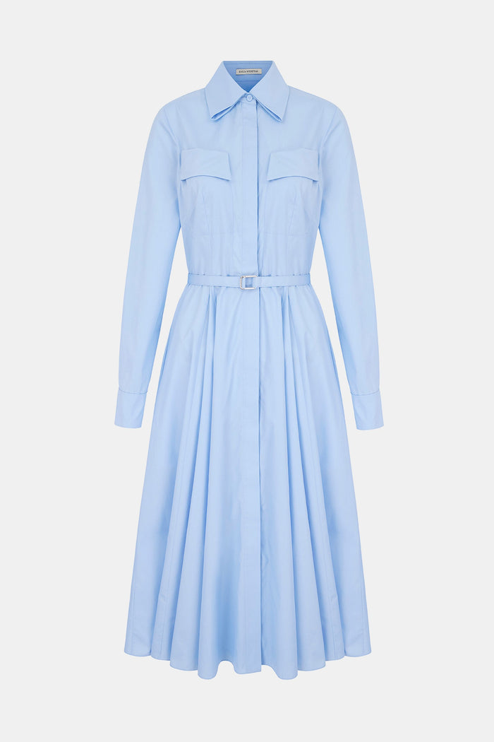 emilia wickstead Emmalyna Dress In Blue Cotton Dresses