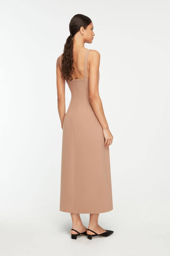 Emilia Wickstead Ezekeil Dress In Camel Birdseye Suiting