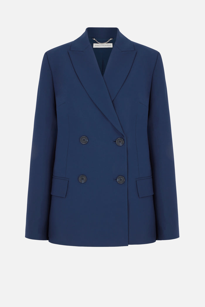 emilia wickstead Firston Jacket In Navy Summer Wool