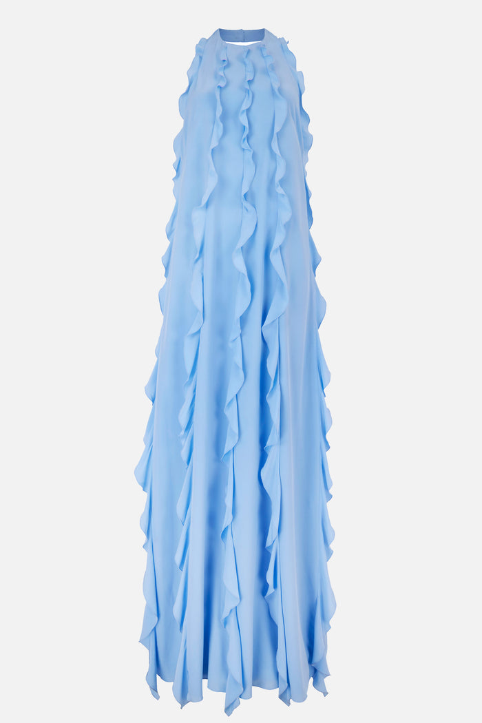 emilia wickstead Fleurine Dress In Baby Blue Silk Crepe De Chine