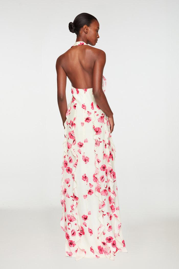 Emilia Wickstead Fleurine Dress In Pink Poppies Silk Crepe De Chine