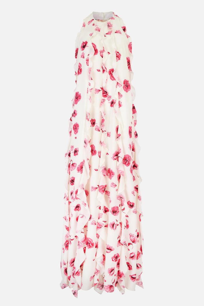emilia wickstead Fleurine Dress In Pink Poppies Silk Crepe De Chine