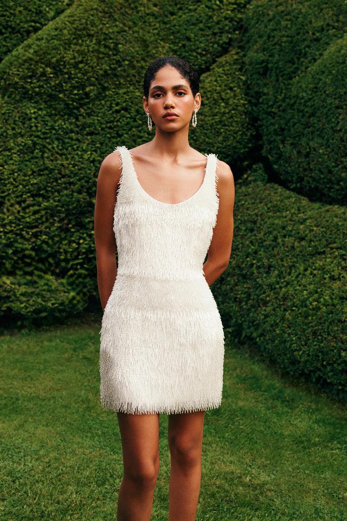 emilia wickstead Fyre Bridal Dress in Embroidered Ivory Tassel Wedding Dress