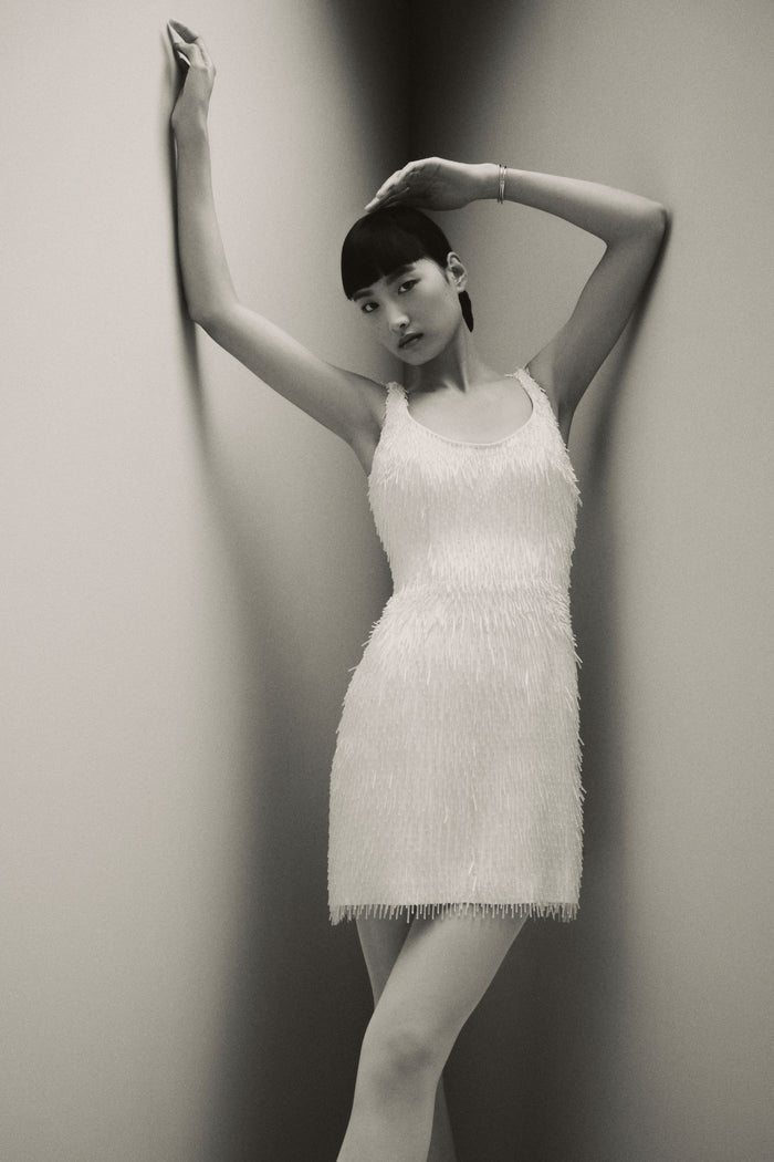 emilia wickstead Fyre Bridal Dress in Embroidered Ivory Tassel Wedding Dress