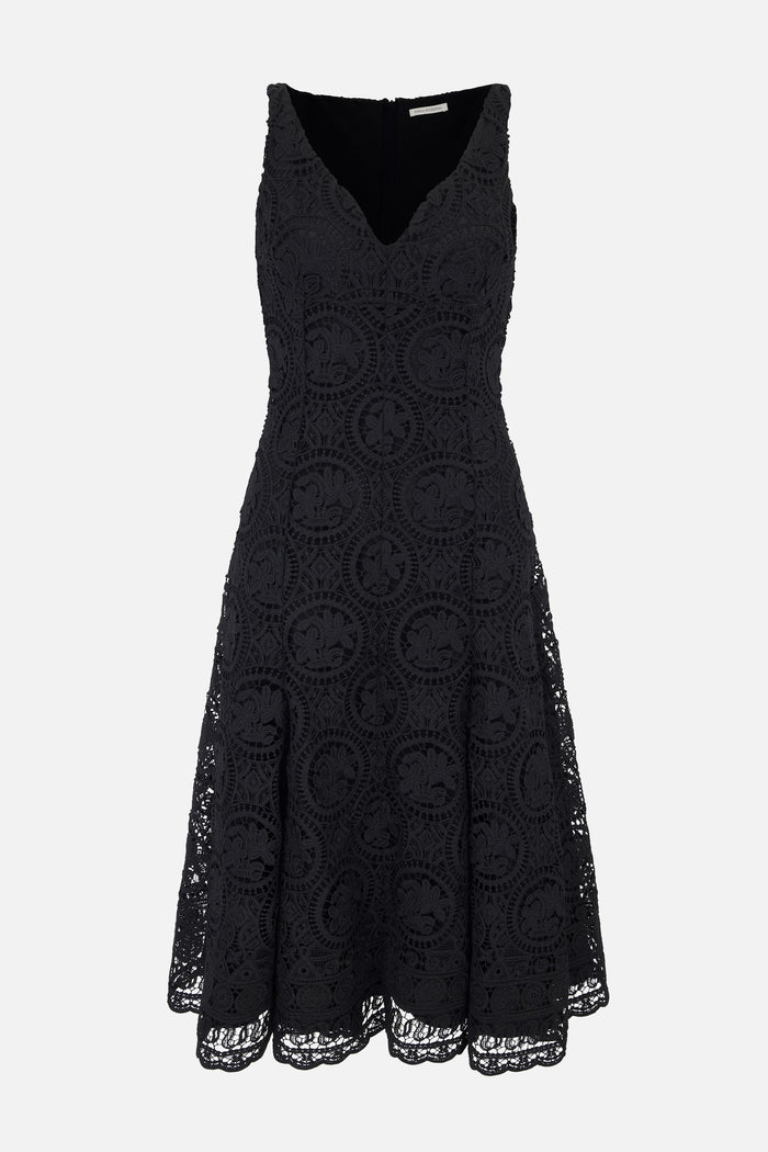 emilia wickstead Geneve Dress In Black Floral Guipure