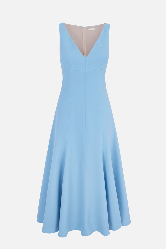 emilia wickstead Geneve Dress In Sky Blue Single Wool Crepe