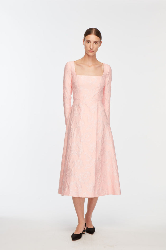 emilia wickstead Glenda Dress In Ballet Pink Boucle