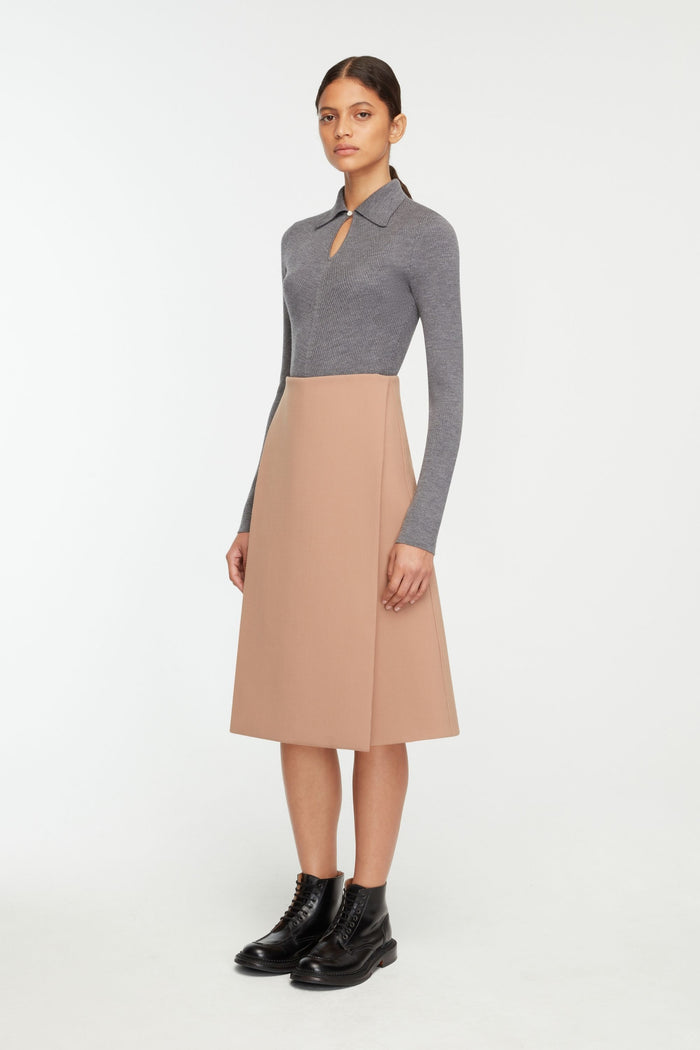 Emilia Wickstead Ifsa Skirt In Camel Birdseye Suiting