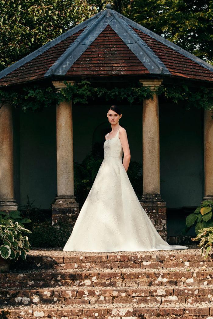 emilia wickstead Irena Bridal Dress in Ivory Fine Floral Jacquard Wedding Dress