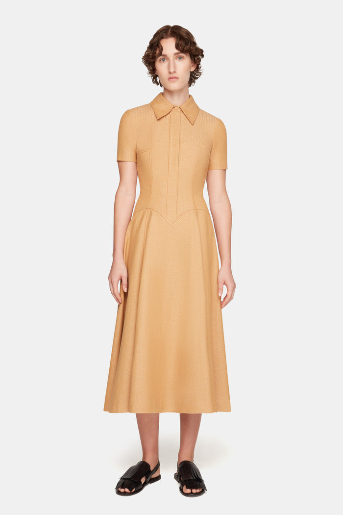 Emilia Wickstead Jody Dress In Tan Twill Denim Dresses
