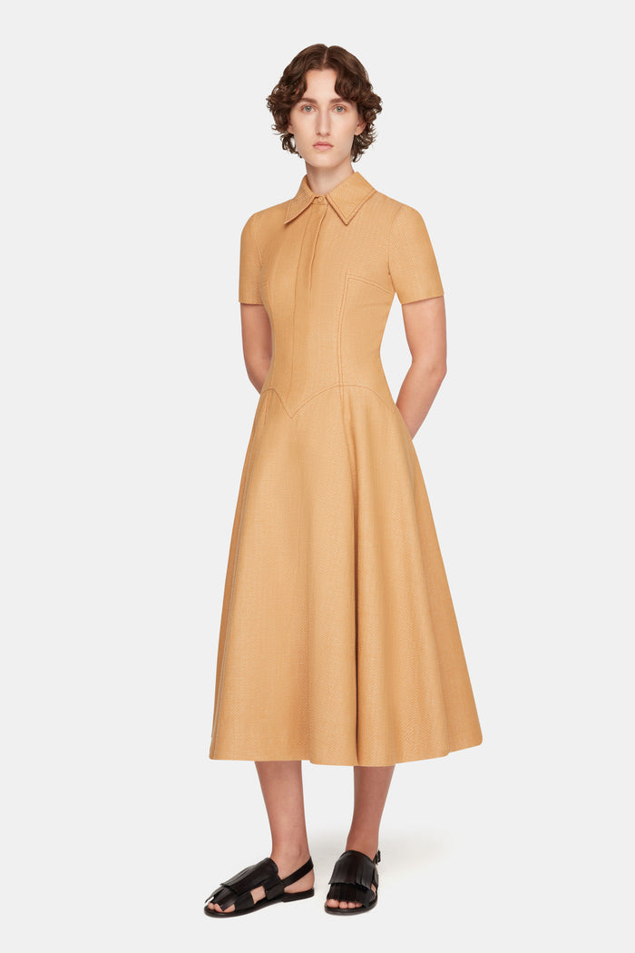 Emilia Wickstead Jody Dress In Tan Twill Denim Dresses