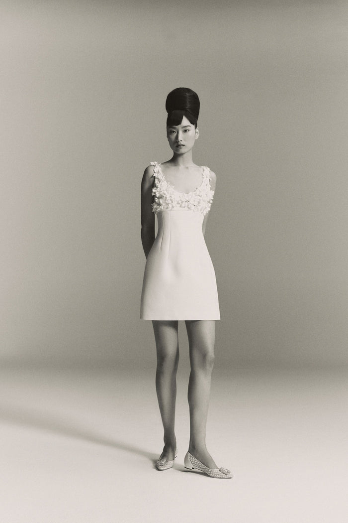 emilia wickstead Jonah Embellished Dress In Ivory Crepe