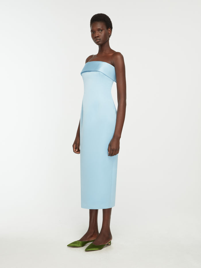 Emilia Wickstead Keeley Dress In Blue Italian Duchess Satin Dresses