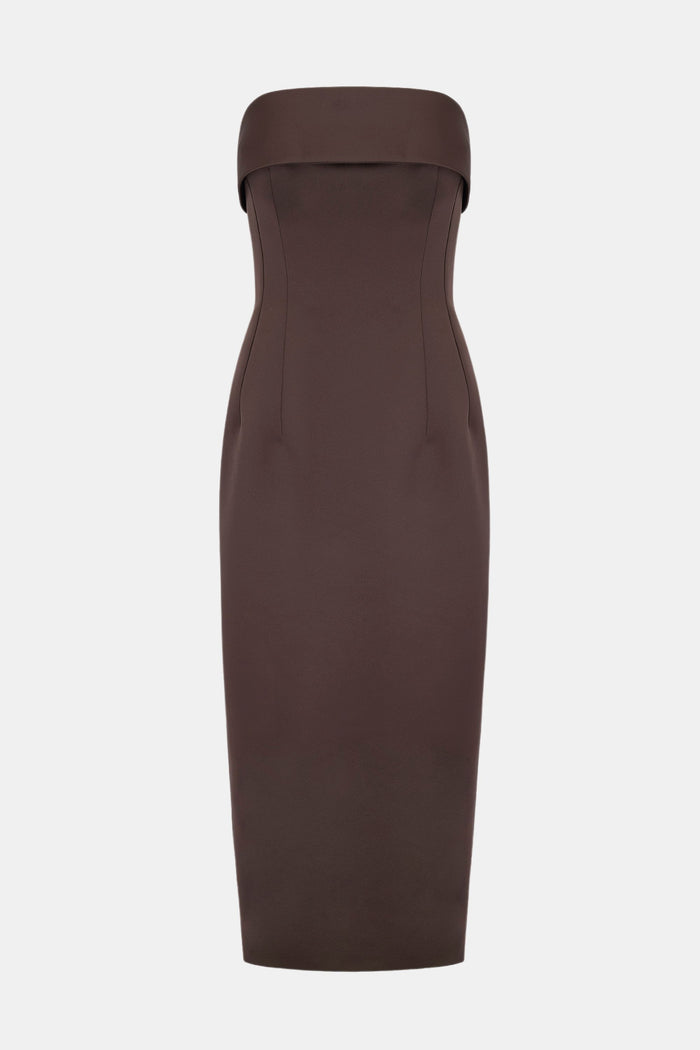emilia wickstead Keeley Dress In Brown Italian Duchess Satin Dresses