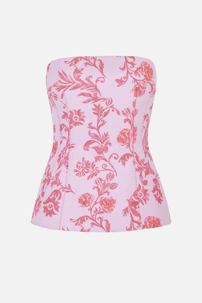 emilia wickstead Kerina Top In Pink Floral Damask Taffeta Faille emilia wickstead Kerina Top In Pink Floral Damask Taffeta Faille