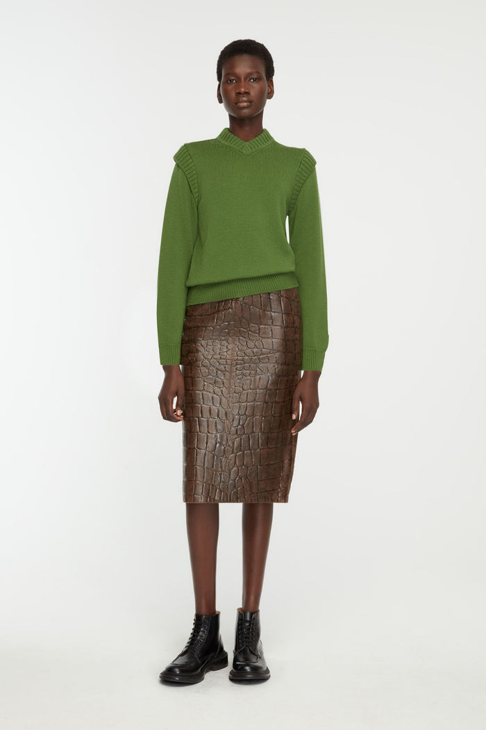 Emilia Wickstead Kit Knit In Forest Green Merino Wool