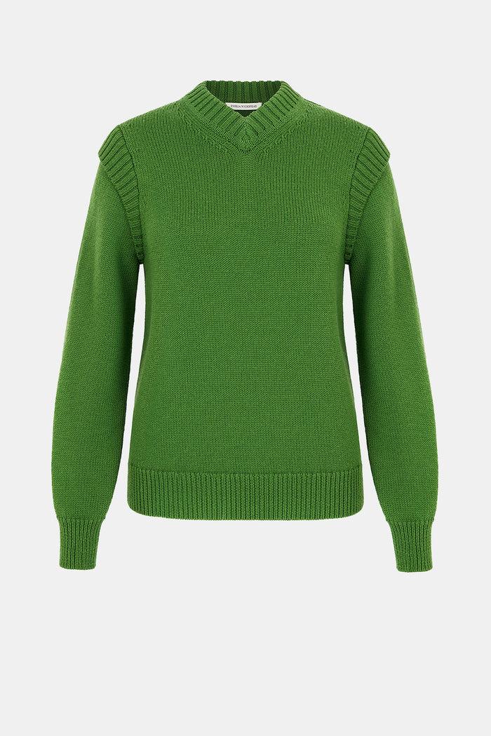 emilia wickstead Kit Knit In Forest Green Merino Wool