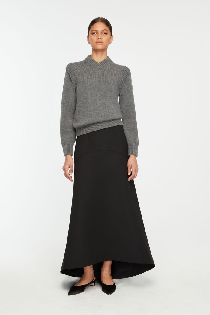 Emilia Wickstead Kit Knit In Grey Melange Merino Wool