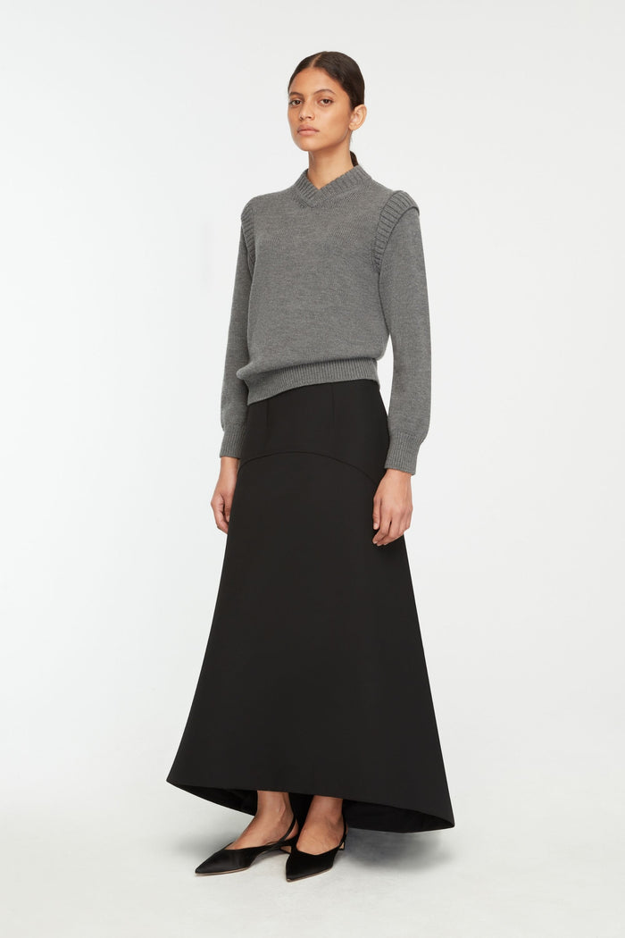 Emilia Wickstead Kit Knit In Grey Melange Merino Wool