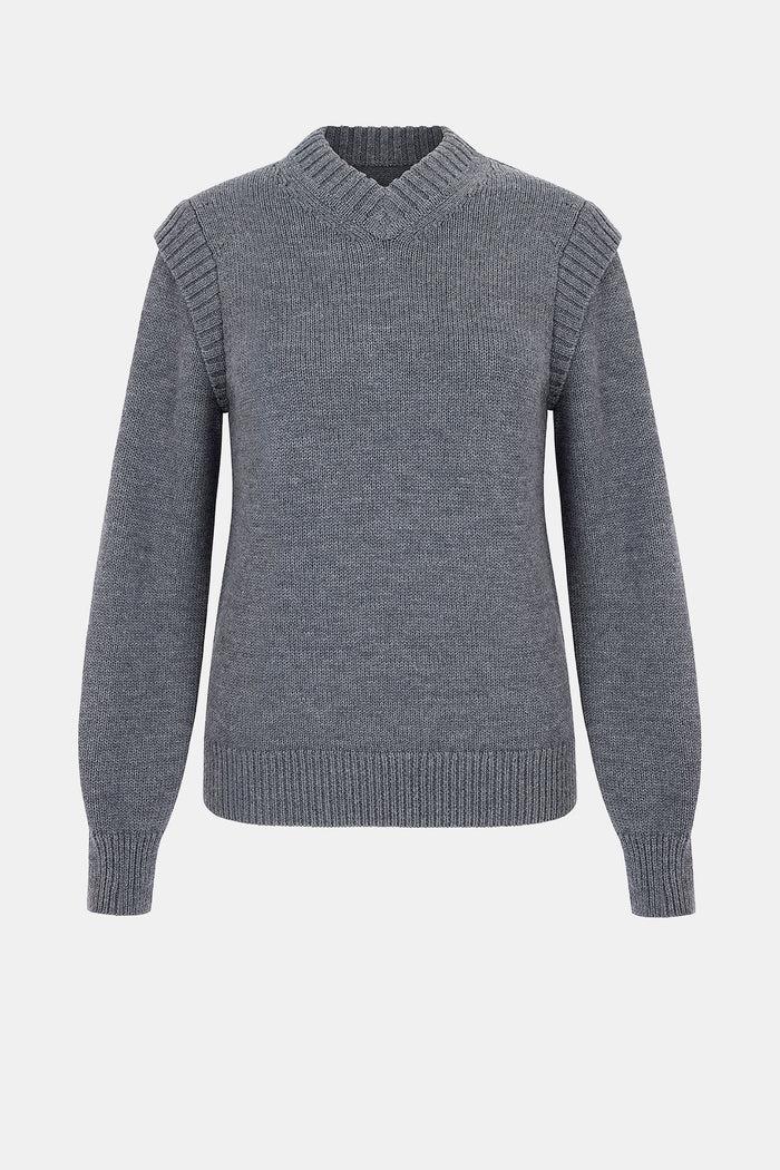 emilia wickstead Kit Knit In Grey Melange Merino Wool