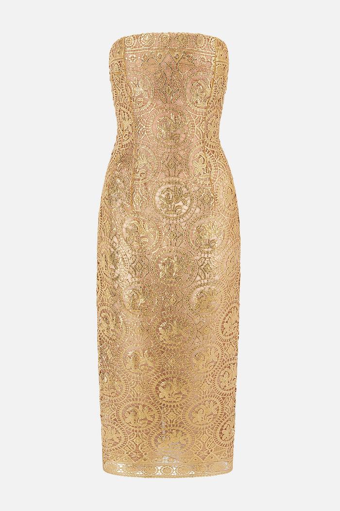 emilia wickstead Leila Dress In Gold Foiled Guipure