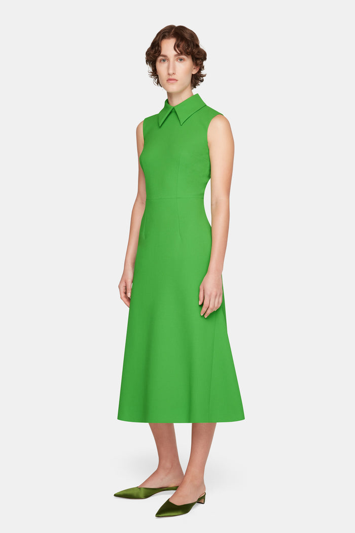 Emilia Wickstead Leontine Dress In Fresh Green Single Wool Crepe