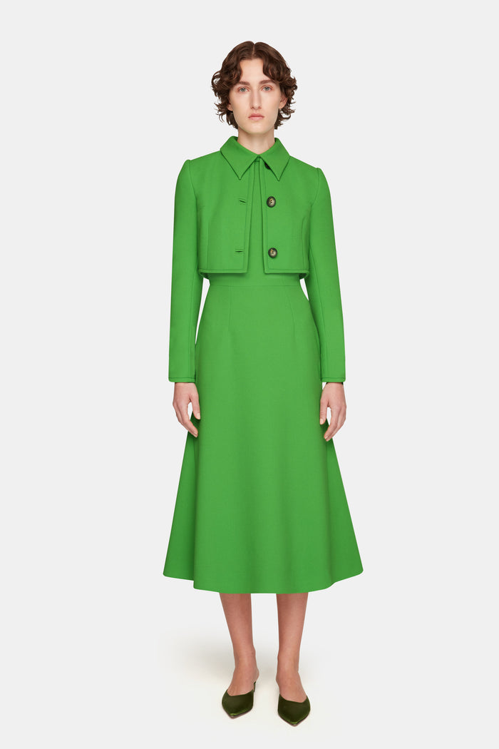 Emilia Wickstead Lizette Jacket In Fresh Green Single Wool Crepe Jacket