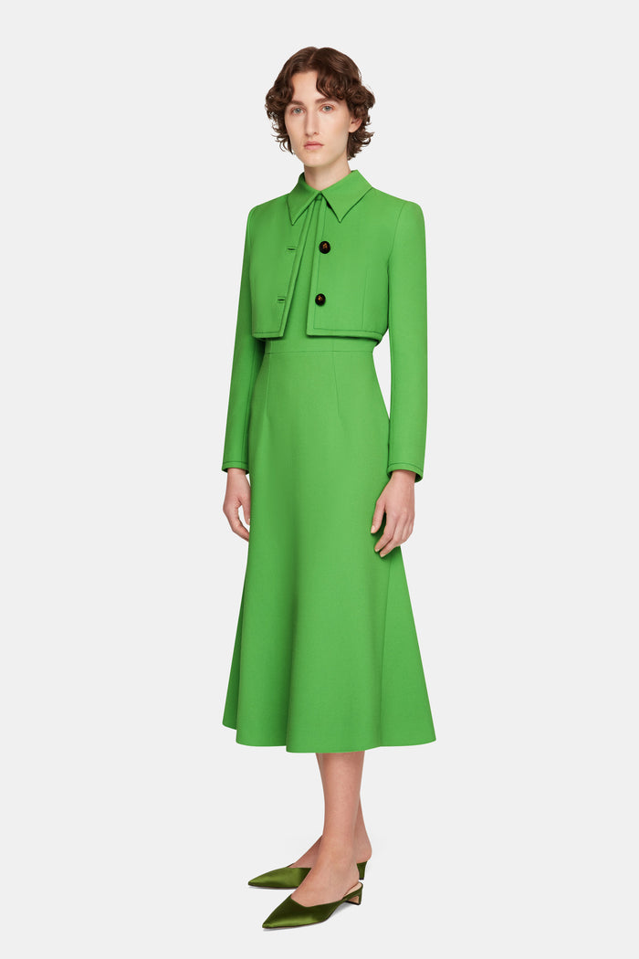 Emilia Wickstead Lizette Jacket In Fresh Green Single Wool Crepe Jacket