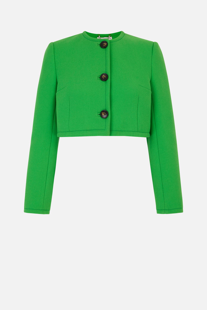 emilia wickstead Lizette Jacket In Fresh Green Single Wool Crepe Jacket