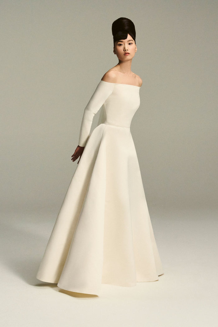 emilia wickstead Luisa Bridal Dress in Ivory Duchesse Satin Wedding Dress