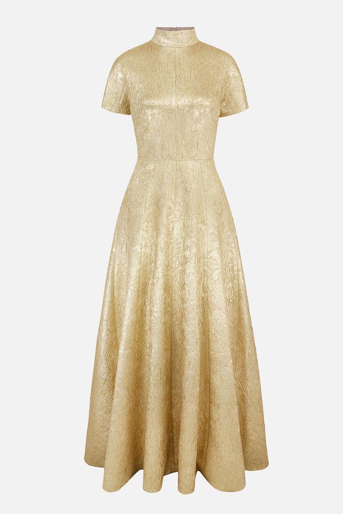 emilia wickstead Malinda Dress In Gold Metallic Cloque