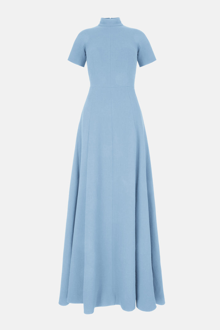 emilia wickstead Malinda Dress In Sky Blue Single Wool Crepe