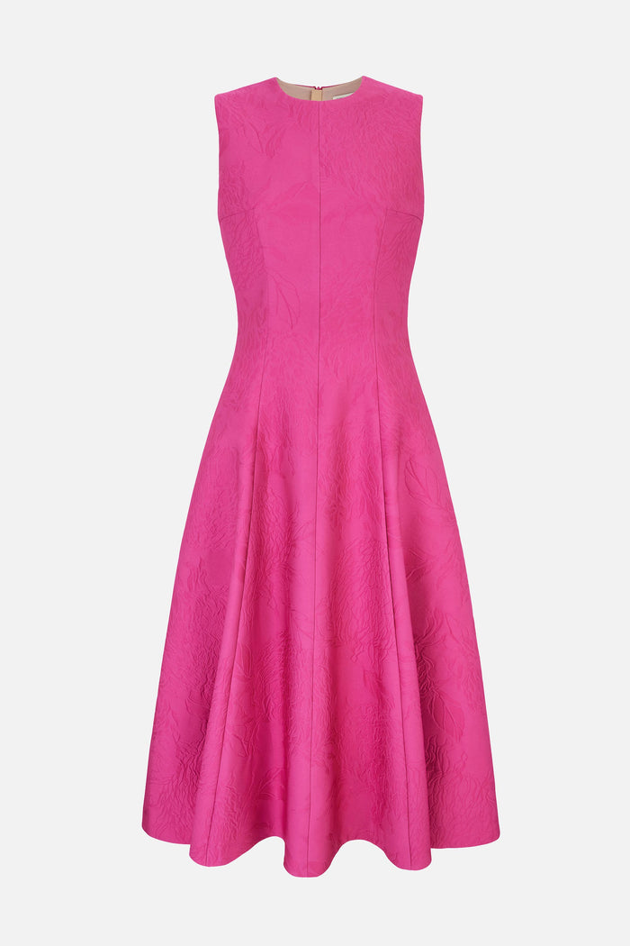 emilia wickstead Mara Dress In Hot Pink Embossed Cloque