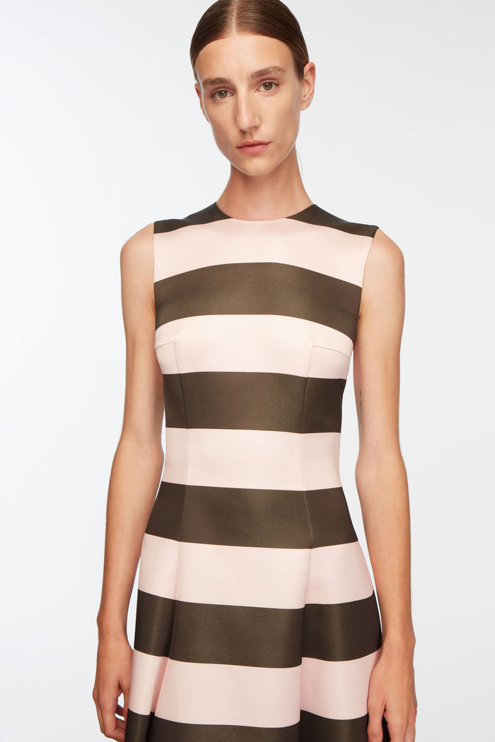 Emilia Wickstead Mara Dress In Pink And Brown Stripe Italian Duchess Satin Dresses