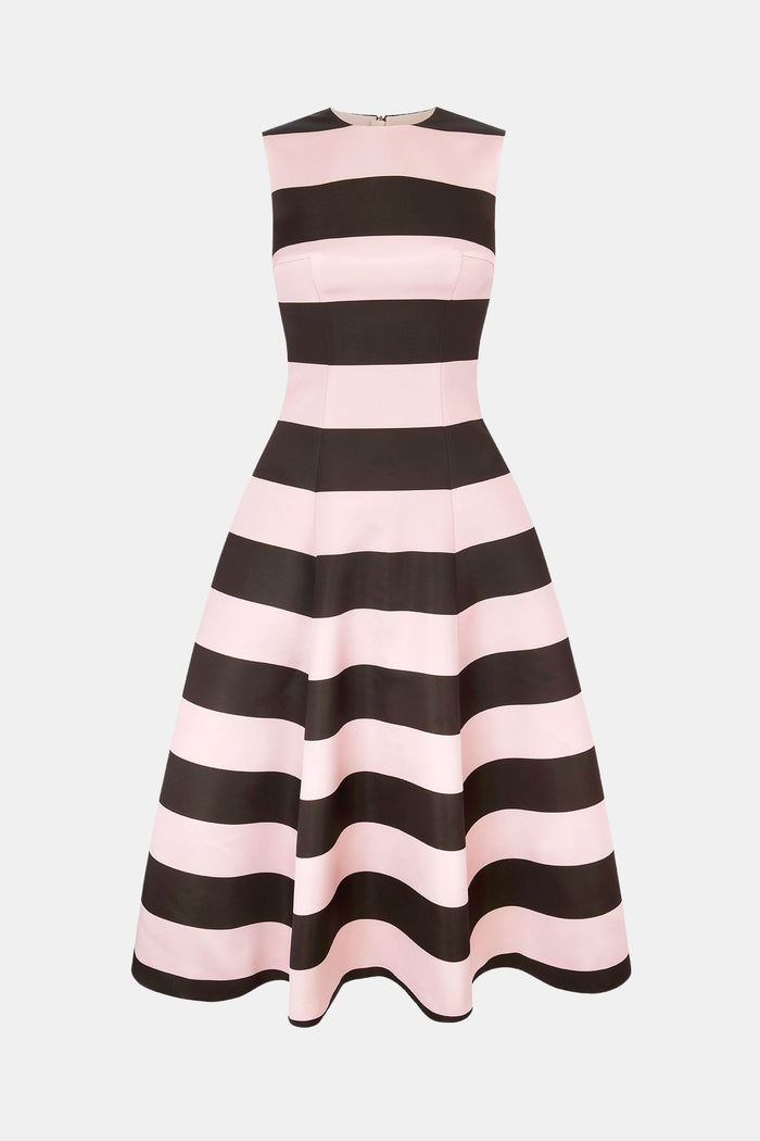 emilia wickstead Mara Dress In Pink And Brown Stripe Italian Duchess Satin Dresses