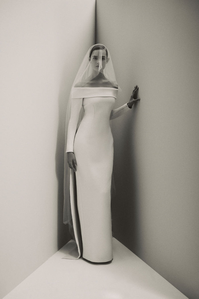 emilia wickstead Marina Bridal Dress in Ivory Double Faced Coque