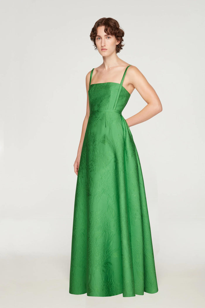 Emilia Wickstead Mathilde Dress In Green Embossed Cloque Dresses