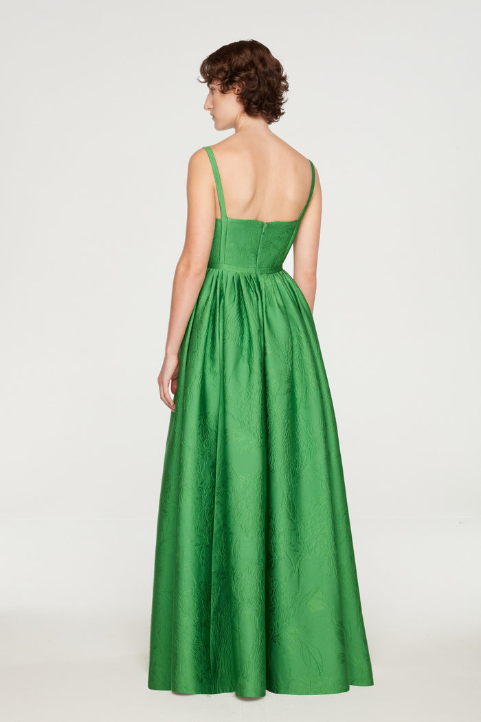 Emilia Wickstead Mathilde Dress In Green Embossed Cloque Dresses