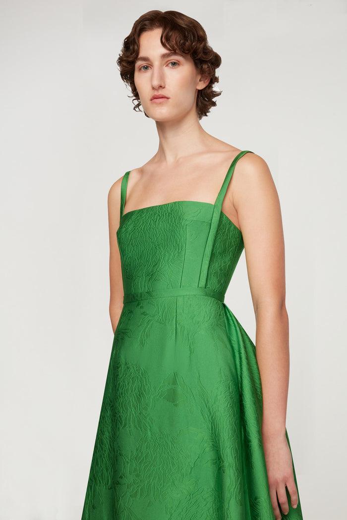 Emilia Wickstead Mathilde Dress In Green Embossed Cloque Dresses