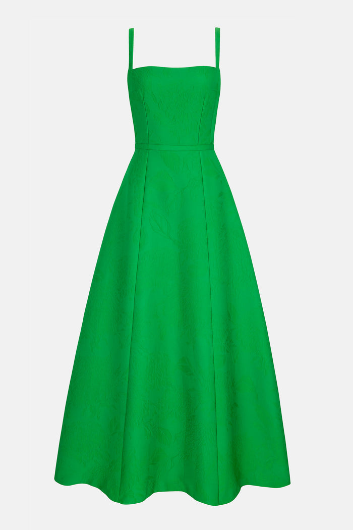 emilia wickstead Mathilde Dress In Green Embossed Cloque Dresses
