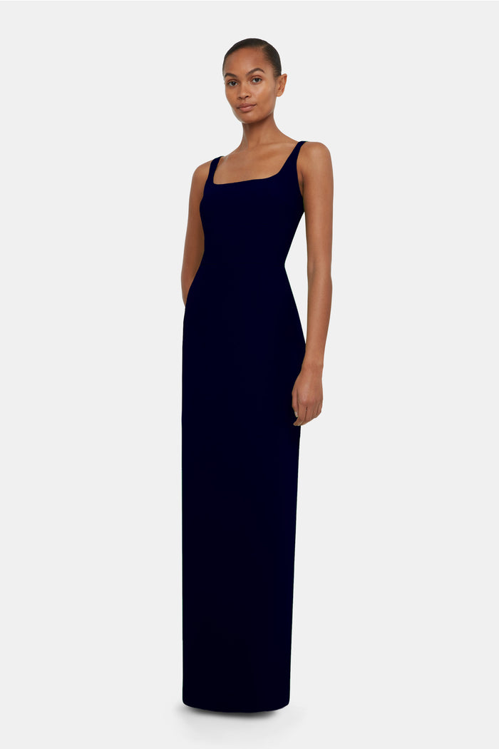 emilia wickstead Megara Bridesmaid Dress In Navy Single Crepe