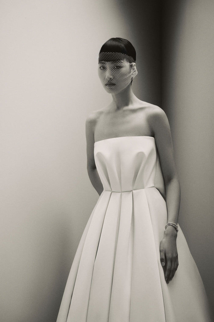 Emilia Wickstead Merope Bridal Dress In Ivory Satin Doppio Wedding Dress